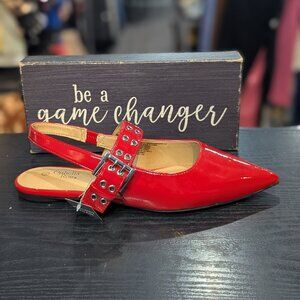 Ophelia Roe Red Patent Sling back Flats